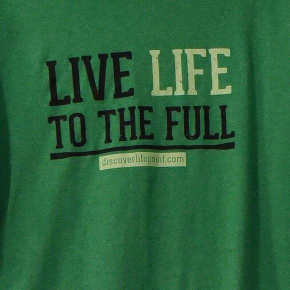 Delta Men Green TShirt Graphic Live Life to the Full Casual Crew Short Sleeve XL - Picture 2 of 4